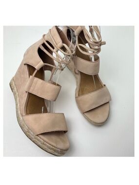 Frye Women's Roberta Ghillie Lace Up Nubuck Leather Wedge Sandals